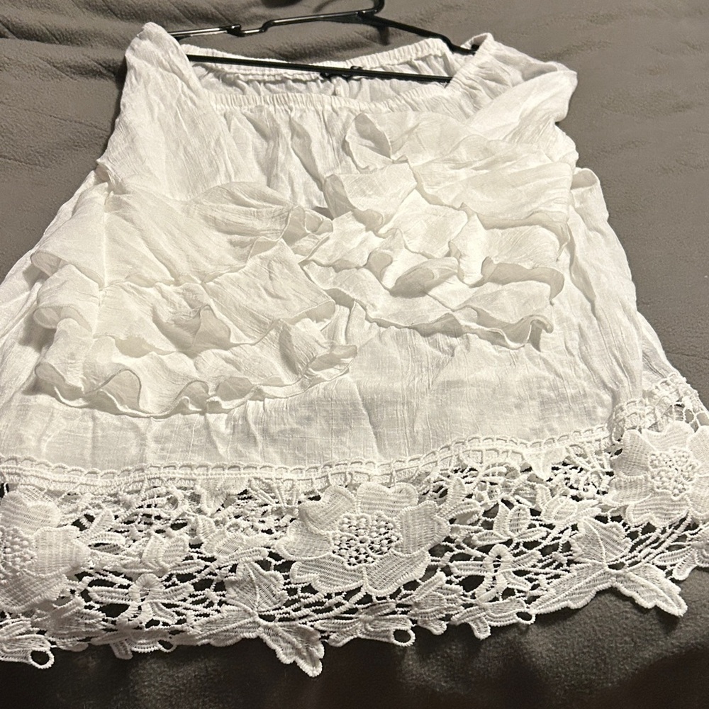 Unique Spectrum Elegant White Blouse with Floral Lace